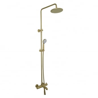 JTP Vos Thermostatic Bath Shower Mixer with Shower Kit and Fixed Head - Brushed Brass
