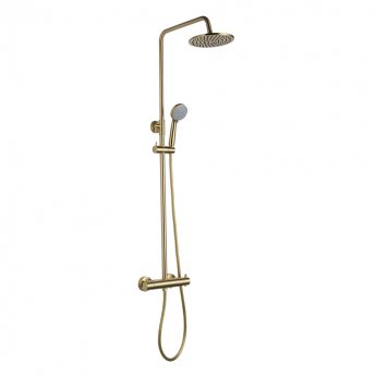 JTP Vos Thermostatic Bar Mixer Shower with Shower Kit + Fixed Head - Brushed Brass