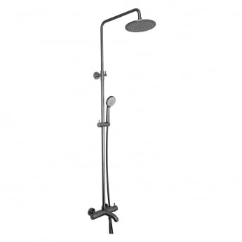 JTP Vos Thermostatic Bath Shower Mixer with Shower Kit and Fixed Head - Brushed Black