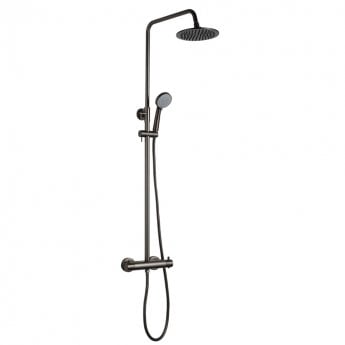 JTP Vos Thermostatic Bar Mixer Shower with Shower Kit + Fixed Head - Brushed Black