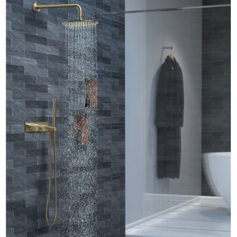 JTP Vos Round Fixed Shower Head 200mm Diameter - Brushed Brass