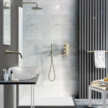 JTP Vos Round Fixed Shower Head 200mm Diameter - Brushed Brass