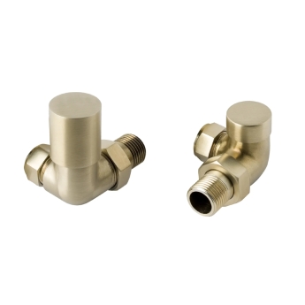 JTP Vos Corner Radiator Valves Pair Pack - Brushed Brass | Product Image