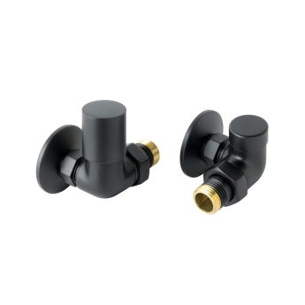 JTP Vos Corner Radiator Valve Pair Pack - Matt Black | Product Image