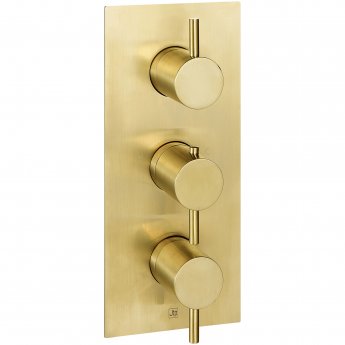 JTP Vos Vertical Thermostatic Concealed 3 Outlets Shower Valve - Brushed Brass | Product Image