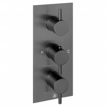 JTP Vos Vertical Thermostatic Concealed 2 Outlets Shower Valve - Brushed Black