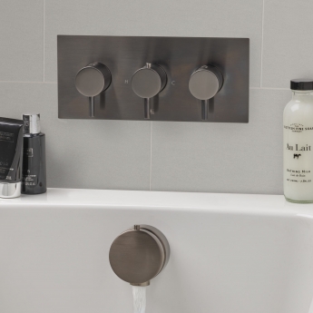 JTP Vos Horizontal Thermostatic Concealed 2 Outlets Shower Valve - Brushed Black