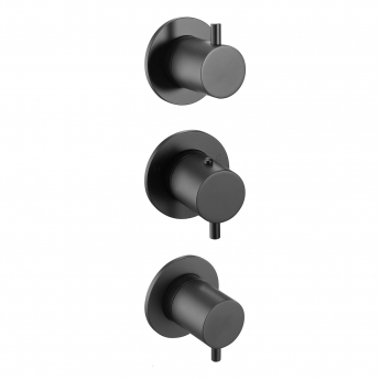 JTP Vos Modular Vertical Thermostatic Concealed 3 Outlet Shower Valve Triple Handle - Matt Black | Product Image