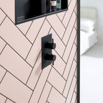 JTP Vos Thermostatic Concealed 2 Outlets Shower Valve - Matt Black | Product Image