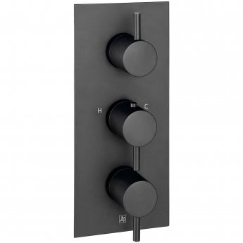 JTP Vos Vertical Thermostatic Concealed 3 Outlets Shower Valve - Matt Black | Product Image