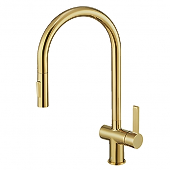 JTP Vos Kitchen Sink Mixer Tap Pull Out Spout - Brushed Brass