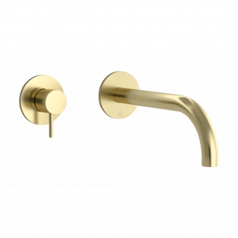 JTP Vos 2-Hole Wall Mounted Basin Mixer Tap - Brushed Brass