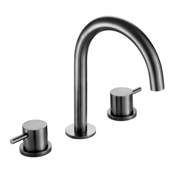 JTP Vos 3-Hole Deck Mounted Basin Mixer Tap - Brushed Black