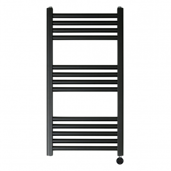 JTP Vos Electric Towel Rail with Thermostatic Heating Element 800mm H x 400mm W - Matt Black | Product Image