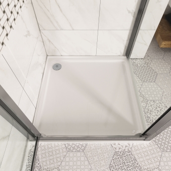 Just Trays JT Fusion Square Anti-Slip Shower Tray with Waste 700mm x 700mm 4 Upstand