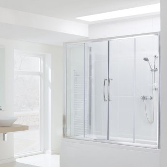 Signature Contract Over Bath Semi Frameless Double Sliding Door 1500mm H x 1700mm W - 6mm Glass