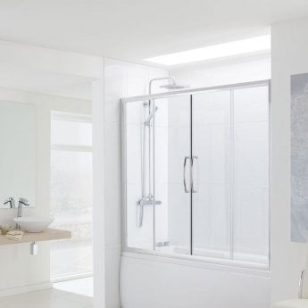 Signature Contract Over Bath Semi Frameless Double Sliding Door 1500mm H X 1800mm W - 6mm Glass