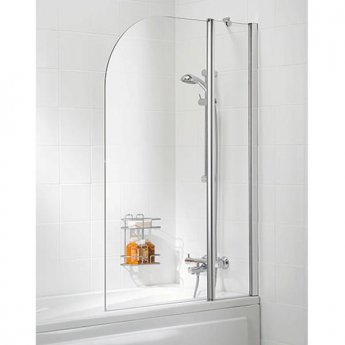 Signature Classic Double Panel Curved Hinged Bath Screen 1400mm H x 975mm W -6mm Glass