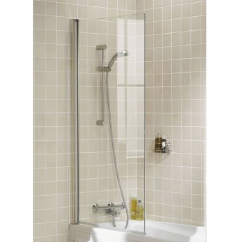 Signature Contract Single Panel Square Hinged Bath Screen 1500mm H x 800mm W - 6mm Glass