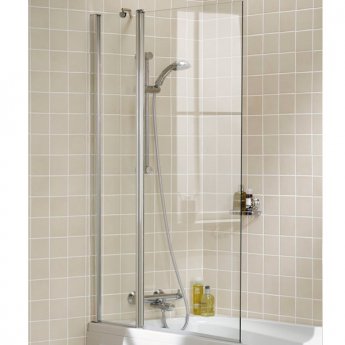 Signature Contract Double Panel Square Hinged Bath Screen 1500mm H x 944mm W - 6mm Glass