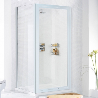 Lakes Classic White Framed Pivot Shower Door - 6mm Glass