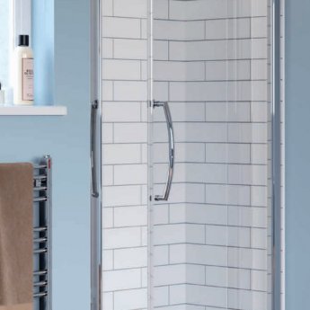 Lakes Classic White Semi-Framed Pivot Shower Door - 6mm Glass