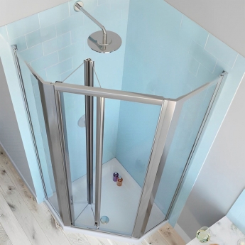 Lakes Classic Semi-Framed Bi-Fold Door Pentagonal Shower Enclosure 900mm x 900mm
