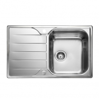 Leisure Albion 1.0 Bowl Stainless Steel Kitchen Sink with Waste Kit 800mm L x 508mm W - Polished