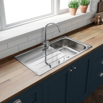 Leisure Albion 1.0 Bowl Stainless Steel Kitchen Sink with Waste Kit 950mm L x 508mm W - Polished