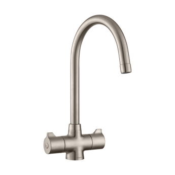 Leisure Aquaclear Dual Lever Kitchen Sink Mixer Tap - Satin Steel