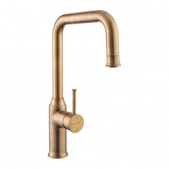 Leisure AquaZest Pull-Out Single Lever Kitchen Sink Mixer Tap - Satin Bronze