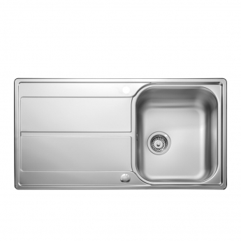 Leisure Aria 1.0 Bowl Stainless Steel Kitchen Sink with Waste Kit 950mm L x 508mm W - Satin