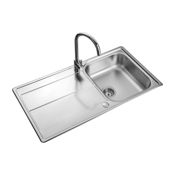 Leisure Aria 1.0 Bowl Stainless Steel Kitchen Sink with Waste Kit 950mm L x 508mm W - Satin
