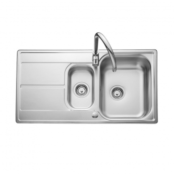 Leisure Aria 1.5 Bowl Stainless Steel Kitchen Sink with Waste Kit 950mm L x 508mm W - Satin