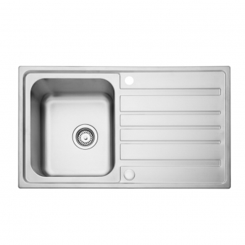 Leisure Axel 1.0 Bowl Stainless Steel Kitchen Sink with Waste Kit 860mm L x 500mm W - Satin