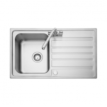 Leisure Axel 1.0 Bowl Stainless Steel Kitchen Sink with Waste Kit 860mm L x 500mm W - Satin | Product Image