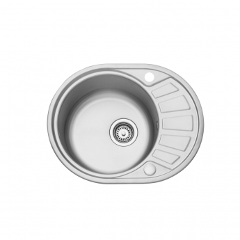 Leisure Compact Round 1.0 Bowl Stainless Steel Kitchen Sink with Waste Kit 580mm L x 450mm W - Satin