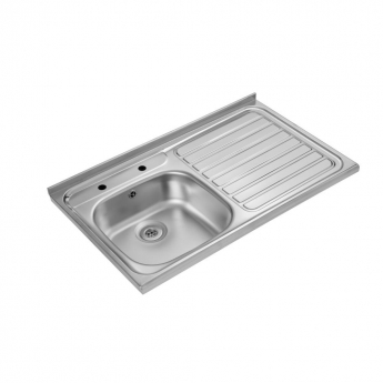 Leisure Contract 1.0 Bowl Stainless Steel Kitchen Sink with RH Drainer & Waste Kit 1000mm L x 600mm W - Satin