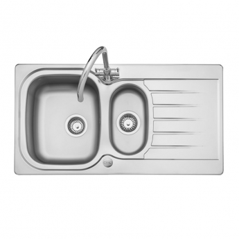 Leisure Eaton 1.5 Bowl Stainless Steel Kitchen Sink with Waste Kit 950mm L x 508mm W - Satin