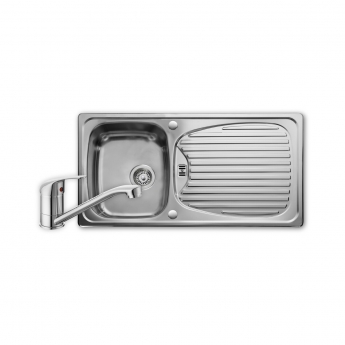 Leisure Euroline 1.0 Bowl Stainless Steel Kitchen Sink with Aquamono 40 Tap & Waste Kit 950mm L x 508mm W - Satin