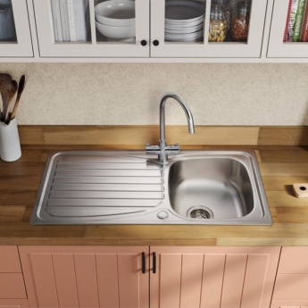 Leisure Euroline Plus 1.0 Bowl Stainless Steel Kitchen Sink 950mm L x 500mm W - Satin