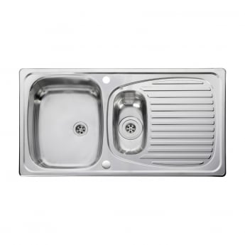 Leisure Euroline 1.5 Bowl Stainless Steel Kitchen Sink with Waste Kit 950mm L x 508mm W - Polished