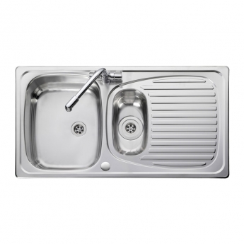 Leisure Euroline 1.5 Bowl Stainless Steel Kitchen Sink with Waste Kit 950mm L x 508mm W - Polished