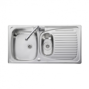 Leisure Euroline 1.5 Bowl Stainless Steel Kitchen Sink with Waste Kit 950mm L x 508mm W - Satin