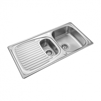 Leisure Euroline 1.5 Bowl Stainless Steel Kitchen Sink with Waste Kit 950mm L x 508mm W - Satin