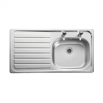 Leisure Lexin 1.0 Bowl Stainless Steel Kitchen Sink with LH Drainer & Waste Kit 950mm L x 508mm W 2TH - Satin