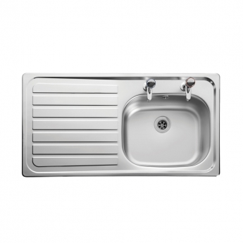 Leisure Lexin 1.0 Bowl Stainless Steel Kitchen Sink with LH Drainer & Waste Kit 950mm L x 508mm W - Satin