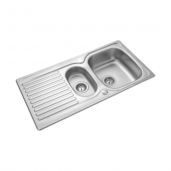 Leisure Linear 1.5 Bowl Stainless Steel Kitchen Sink with Waste Kit 950mm L x 508mm W 0.7 Gauge Steel - Satin