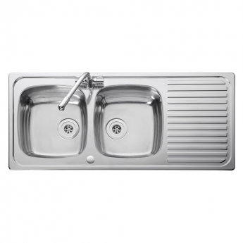 Leisure Linear 2.0 Bowl Stainless Steel Kitchen Sink with Waste Kit 1160mm L x 508mm W - Satin