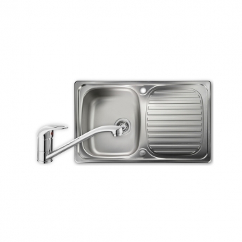 Leisure Linear 1.0 Bowl Stainless Steel Kitchen Sink with Aquamono 35 Tap & Waste Kit 800mm L x 508mm W - Satin